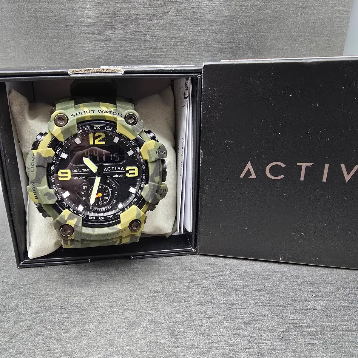 Activa x Invicta BlackOps Watch Men 56mm Camouflage Alarm Chronograph Ana Digi0