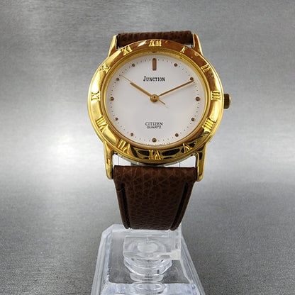 Citizen Junction Watch Women 31mm White Dial Gold Tone Round 6031343468 New Bat5