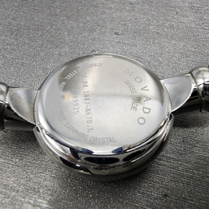 Movado Bareleto Watch Women 24mm Black Dial Stainless Steel Round Bangle New Bat9