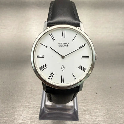 Seiko Chariot Watch Men 34mm White Dial Silver Tone Round 4130-9001 New Battery0