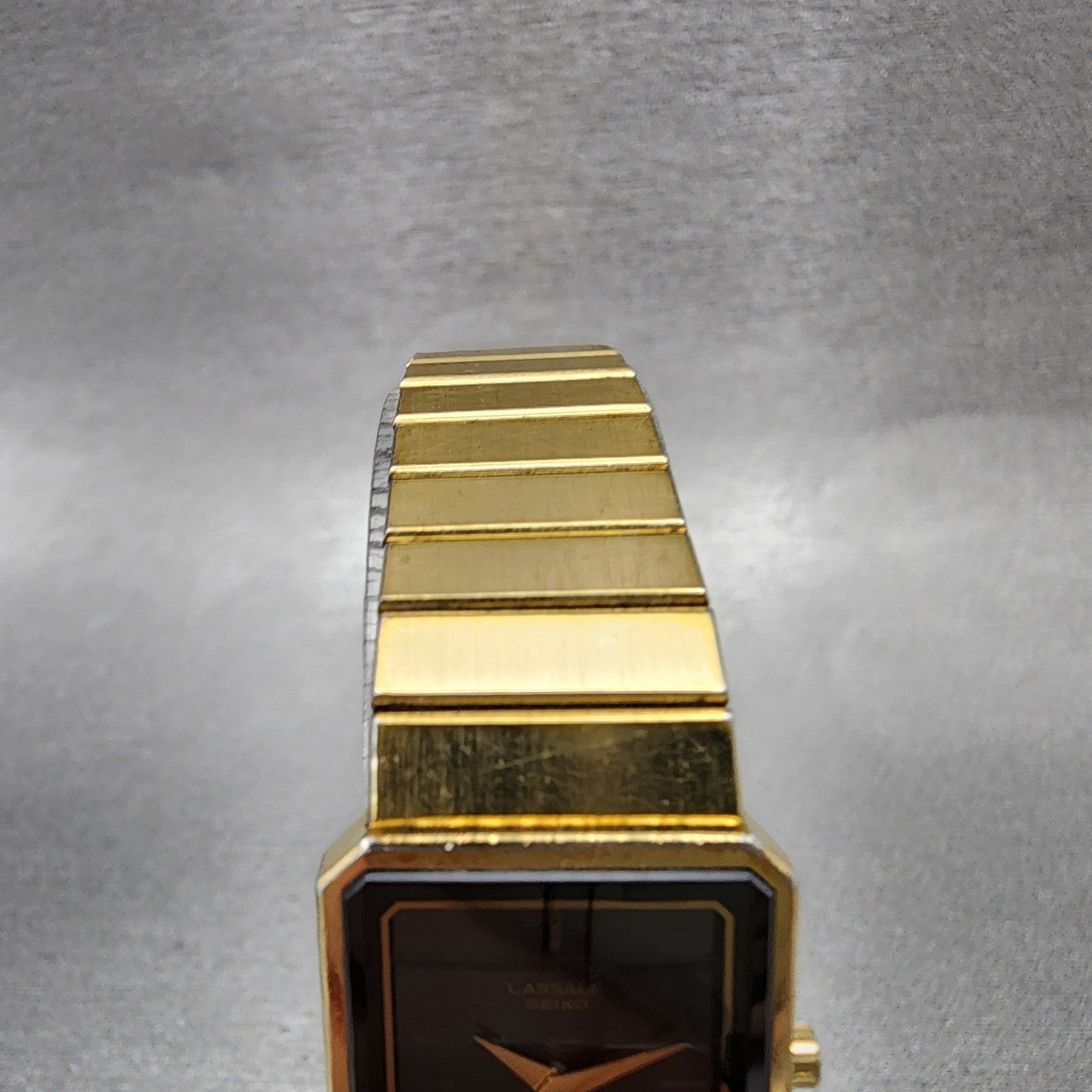 Seiko Lassale Tank Watch Women 19mm Black Dial Gold Tone Octagon New Battery4