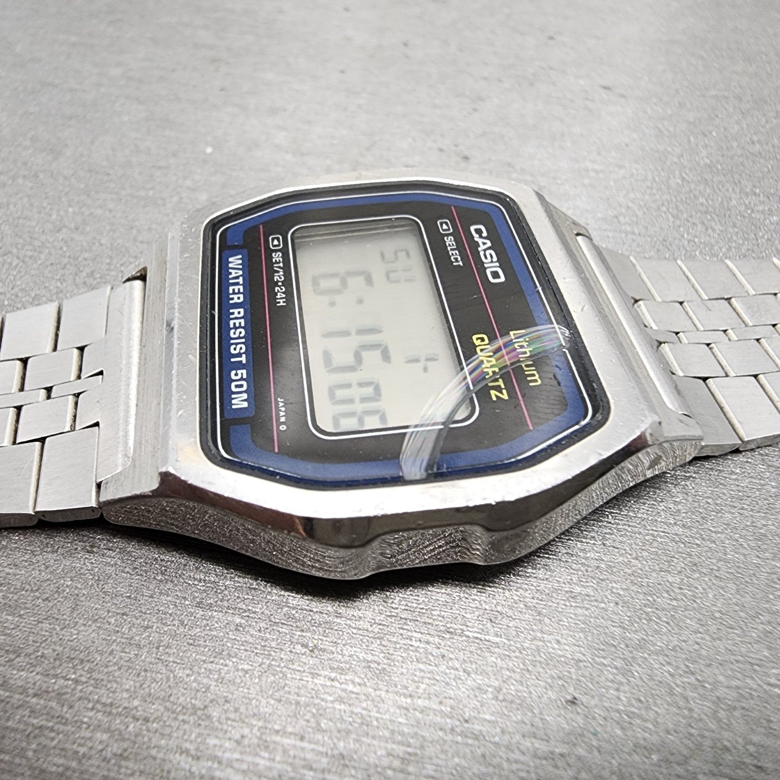 Casio W62 Watch Men 34mm Digital Silver Tone Octagon READ!! New Battery Vintage3