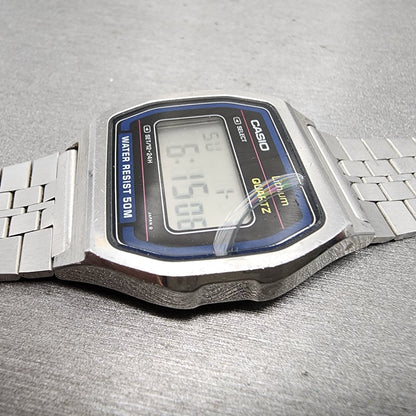 Casio W62 Watch Men 34mm Digital Silver Tone Octagon READ!! New Battery Vintage3