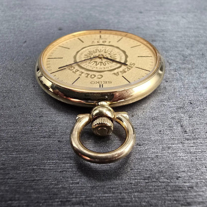 Seiko Pocket Watch Men 31mm Siena College Gold Dial Gold Tone 7430-0029 New Batt5