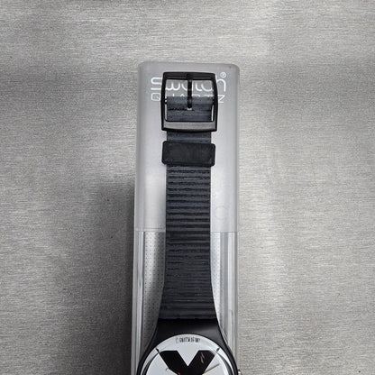 Swatch X-Rated Watch Men 34mm White Dial Black Tone Date GB406 New Battery NOS2