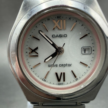 Casio Waveceptor Watch Women 28mm White Dial Silver Tone Date LWQ-10 Works Solar1