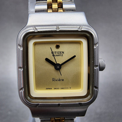 Citizen Watch Women 22mm Champagne Dial Silver Tone Rectangle New Battery1