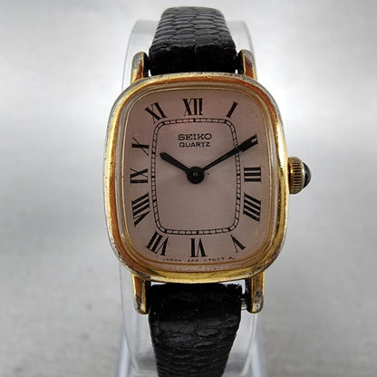 Seiko Watch Women 16mm White Dial Gold Tone Rectangle 14006560 New Battery1