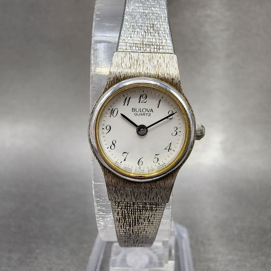 Bulova Watch Women 18mm White Dial Silver Tone Round 91L06 New Battery0