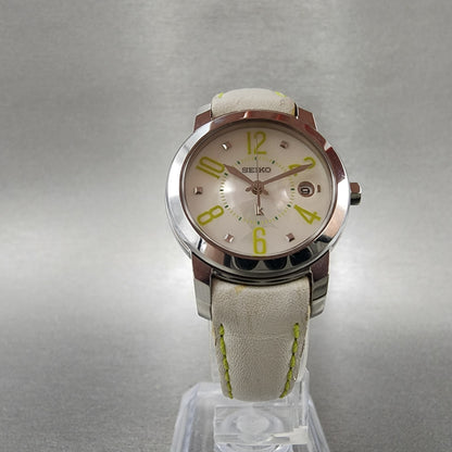 Seiko Lukia Watch Women 26mm White Dial Silver Tone Date 7n820ee0 New Battery5