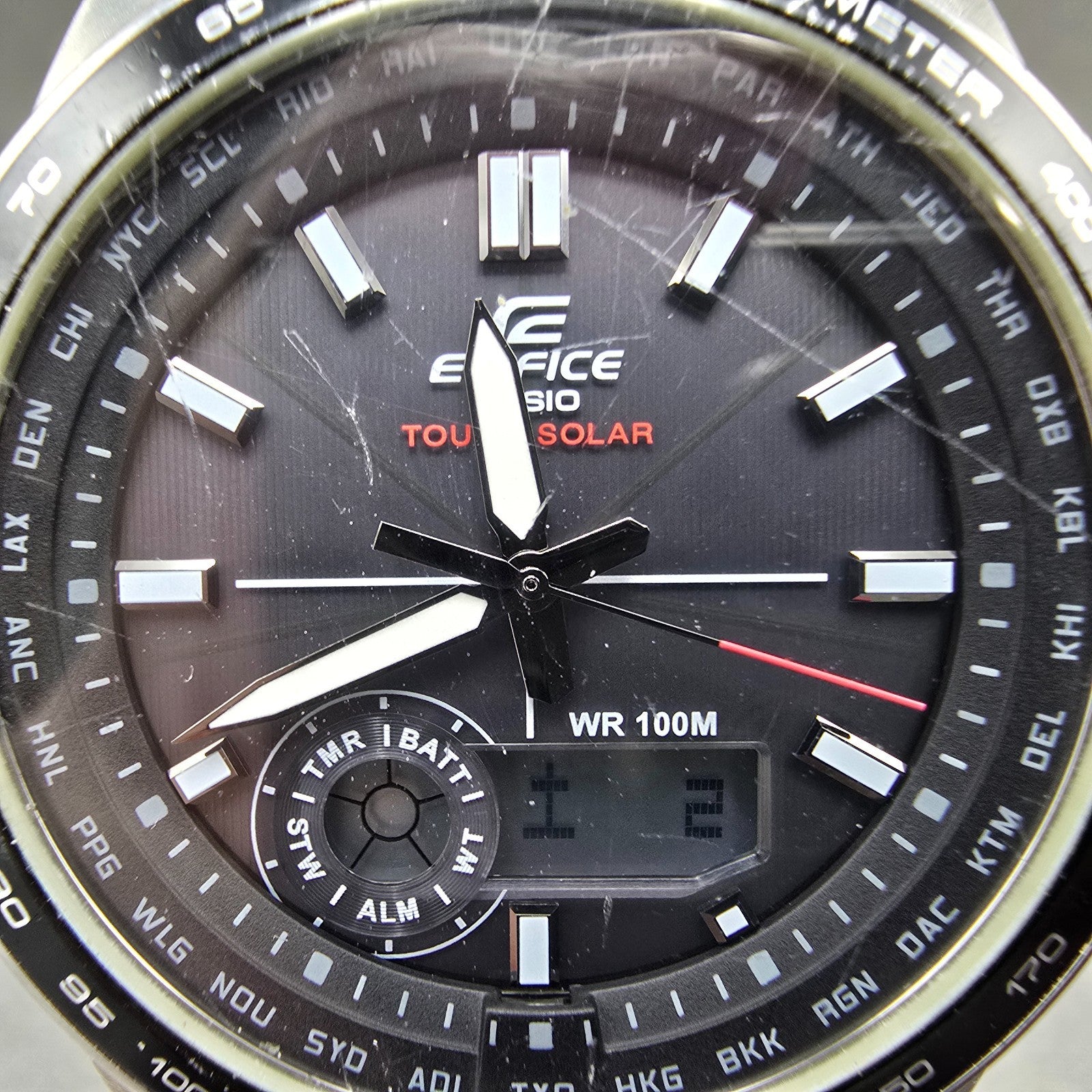 Casio Edifice EFA-134 Watch Men 44mm Black Dial Steel Alarm Chronograph Works1