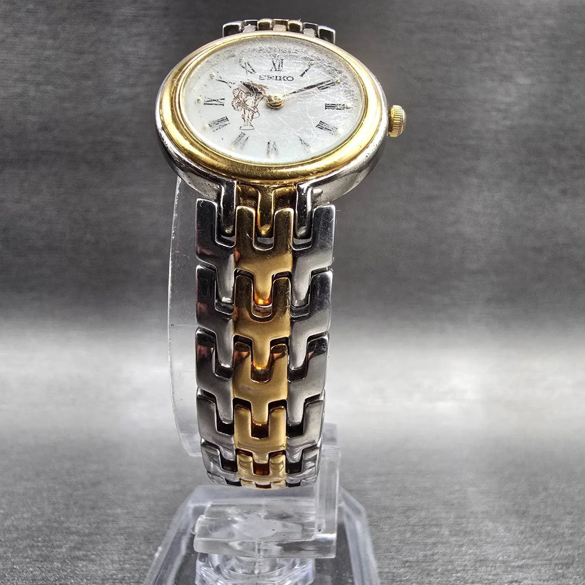 Seiko Watch Women 23mm White Dial Two Tone Round 4N00-1349 New Battery Vintage5