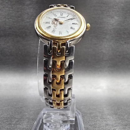 Seiko Watch Women 23mm White Dial Two Tone Round 4N00-1349 New Battery Vintage5