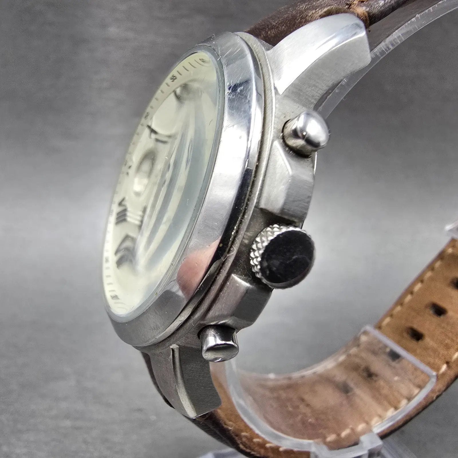Fossil Chronograph Watch Men 38mm Cream Dial Silver Tone FS4839 New Battery2