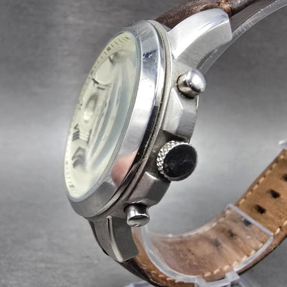 Fossil Chronograph Watch Men 38mm Cream Dial Silver Tone FS4839 New Battery2