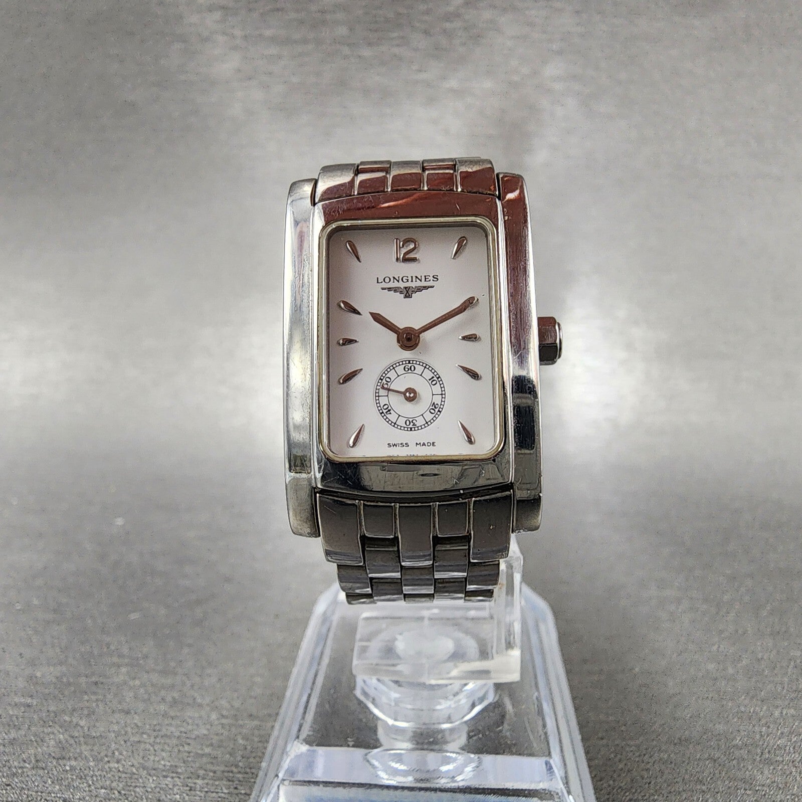 Longines Dolce Vita tank Watch Women 20mm White Dial Steel Rectangle New Battery5