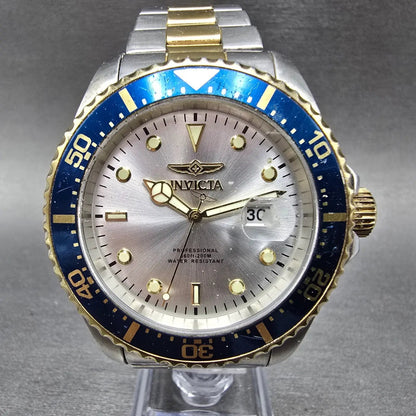 Invicta Pro Diver Watch Men 43mm Silver Dial Two Tone Date Round 22061 New Batt0