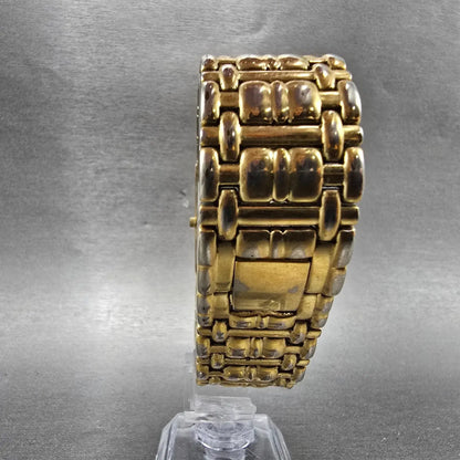 Jules Jurgenson Tank Watch Men 24mm Champagne Dial Gold Tone Rectangle New Batt7