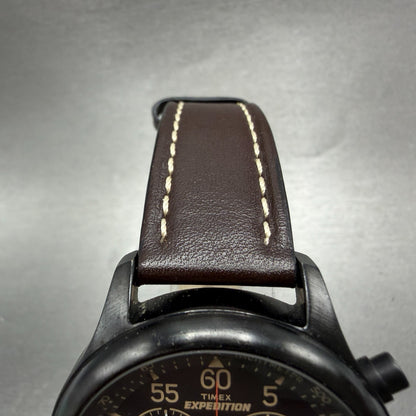 Timex Expedition Field Chronograph Watch Men 43mm Black Dial Black Tone New BatA4