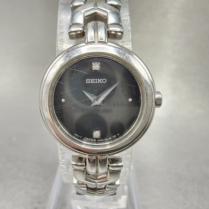 Seiko Watch Women 20mm Black Dial Silver Tone Round 1n000pg0 New Battery0