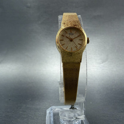 Seiko Watch Women 17mm Champagne Dial Gold Tone Round 2C21-0160 New Battery VTG5
