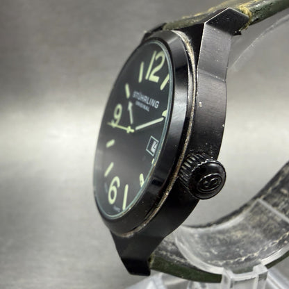 Stührling Osprey Watch Men 42mm Black Dial Black Tone Date Round New Battery2