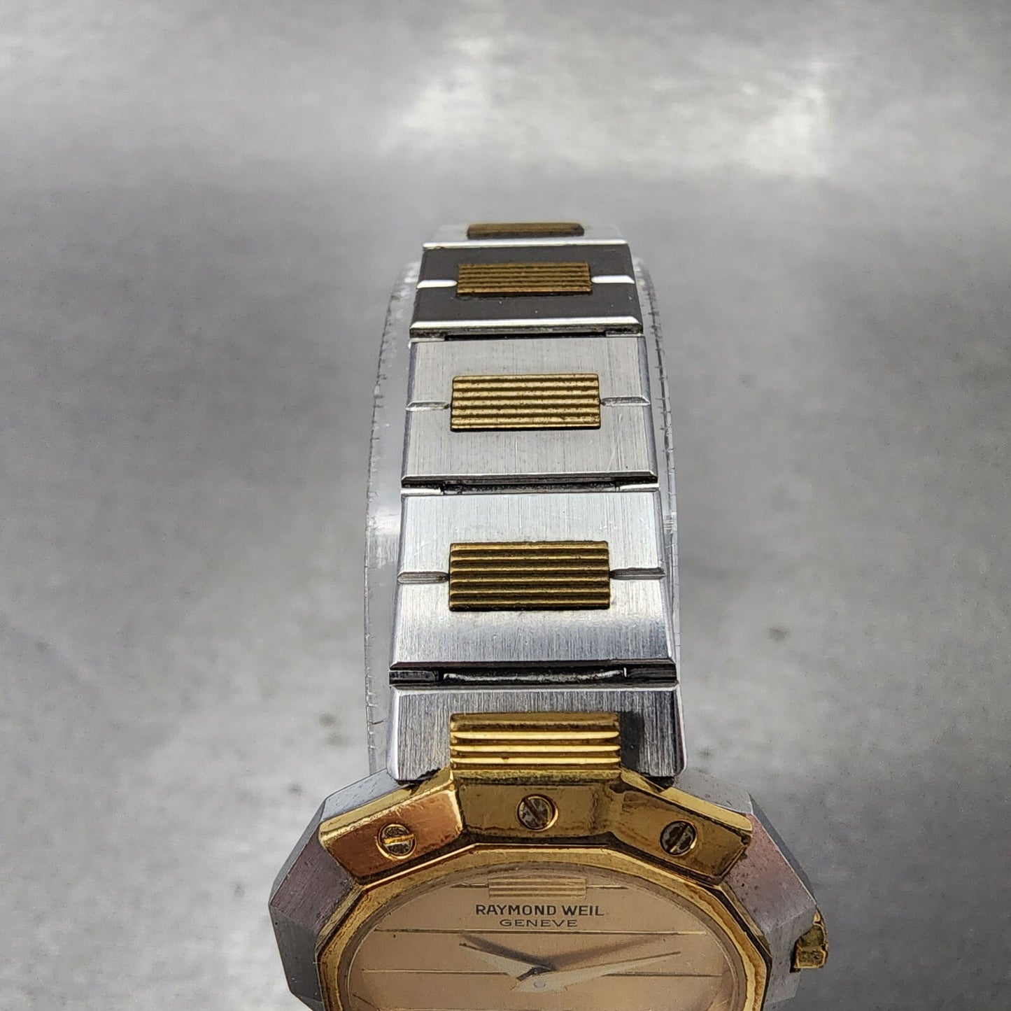 Raymond Weil Watch Women 26mm Gold Dial Two Tone Dodecagon 8038 PARTS5