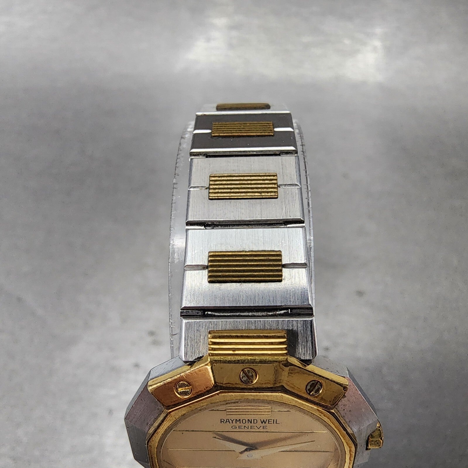 Raymond Weil Watch Women 26mm Gold Dial Two Tone Dodecagon 8038 PARTS5