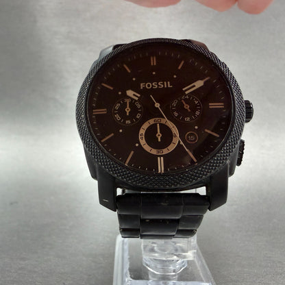 Fossil Machine Chronograph Watch Men 42mm Brown Dial Black Tone FS-4682 New Batt5