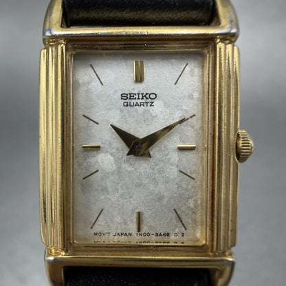 Seiko Tank Watch Women 17mm White Dial Gold Tone Rectangle 1N005k89 New Battery1
