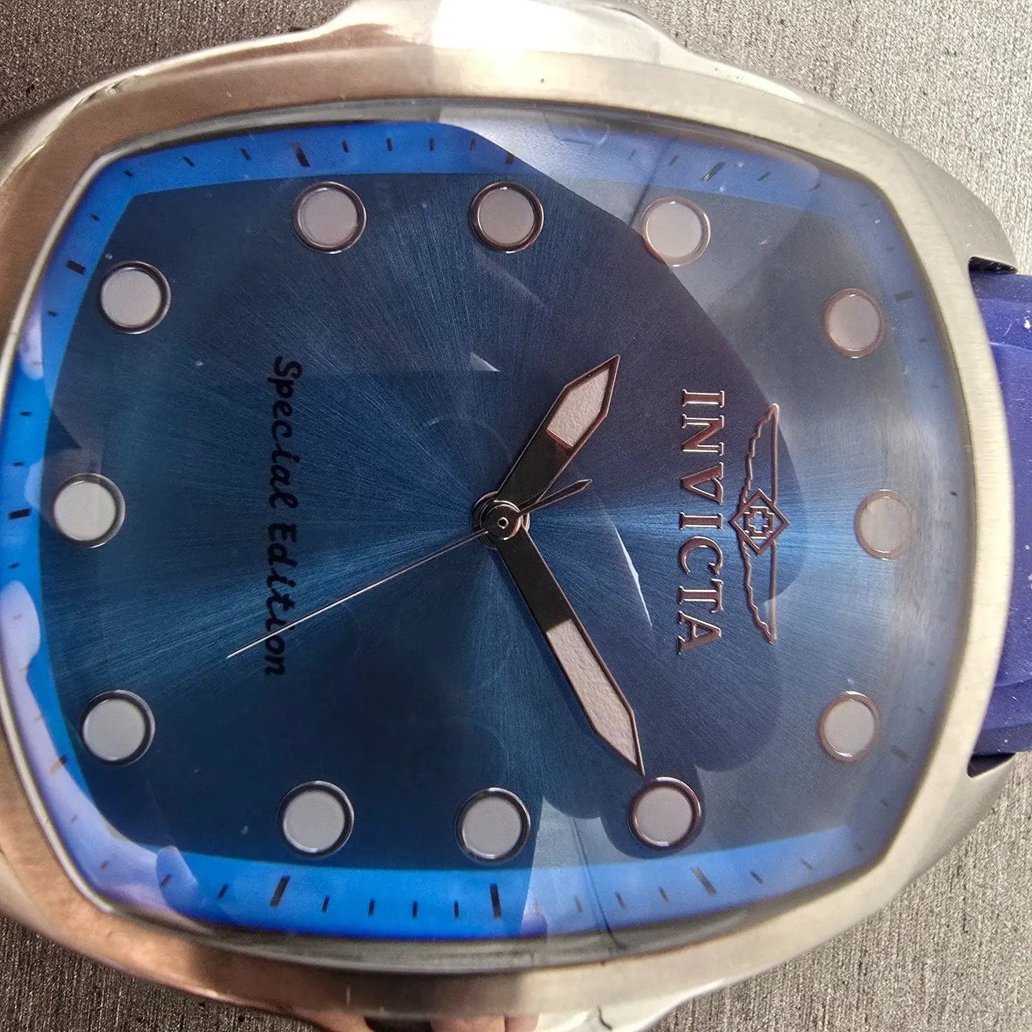 Invicta Lupha Watch Men 47mm Blue Dial Silver Tone Rectangle 21330 New Battery2