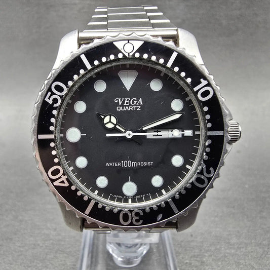 Citizen Vega Dive Watch Men 40mm Black Dial Steel Daydate 3J00-397037 NewBattery0