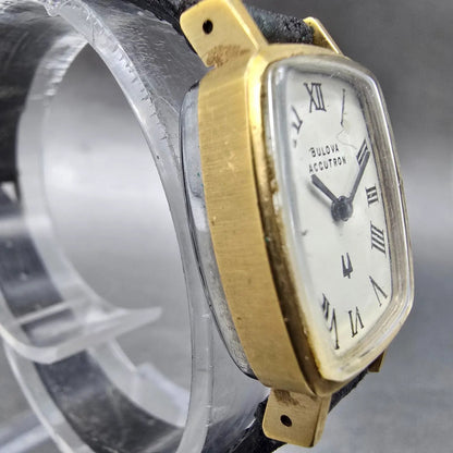 Bulova Accutron Watch Women 20mm White Dial Gold Plated Octagon VTG PARTS4