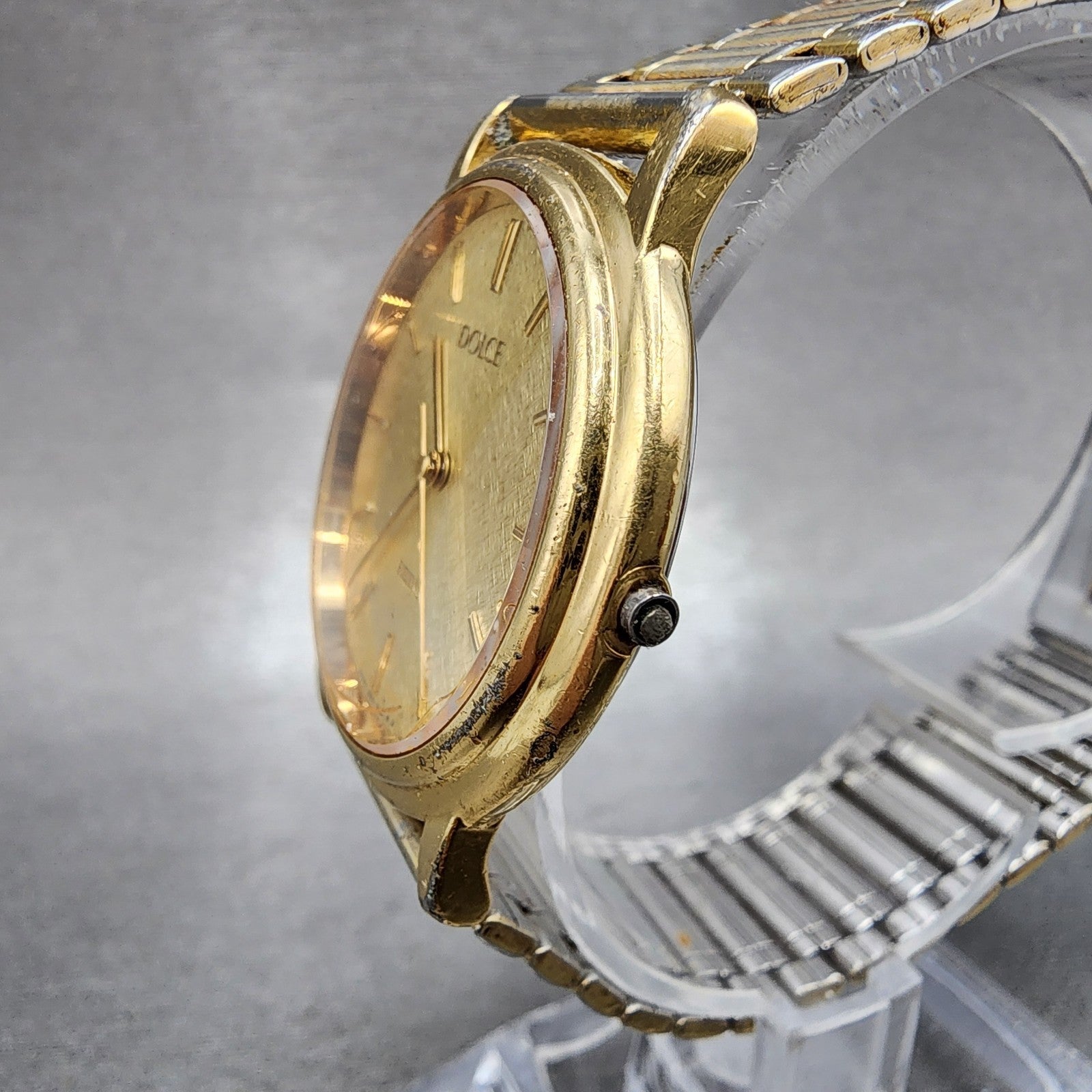 Seiko Dolce Watch Men 32mm Champagne Dial Gold Tone 5s216011 New Battery READ!!2