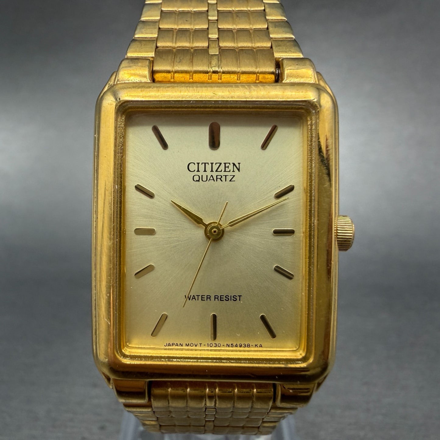 Citizen Tank Watch Unisex 24mm Champagne Dial Gold Tone Rectangle New Battery0