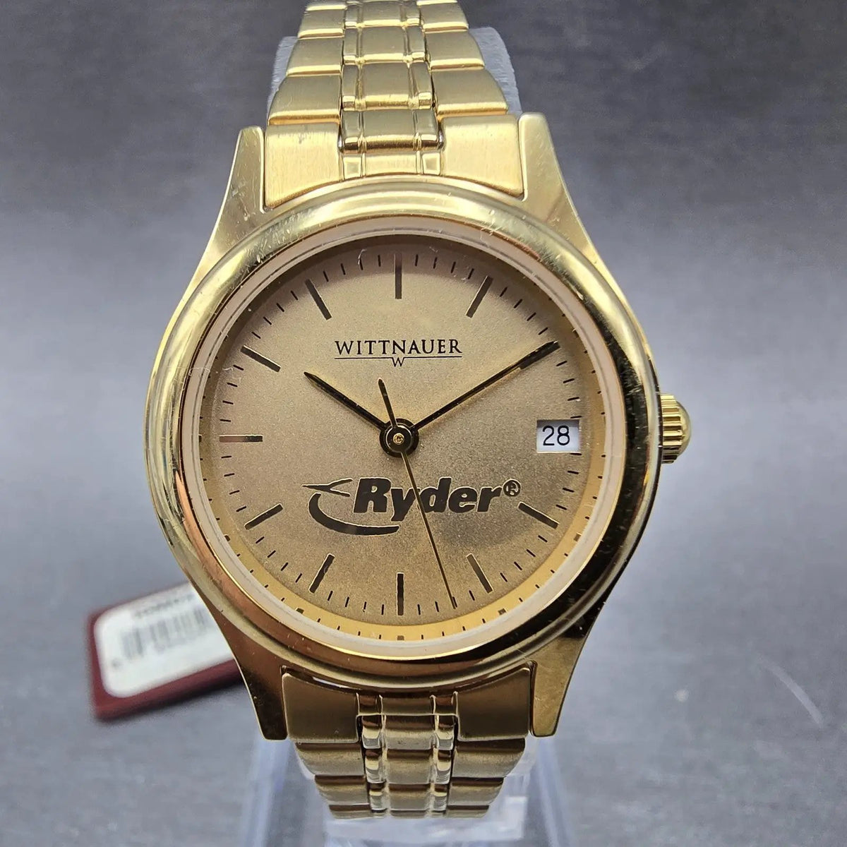 Wittnauer Watch Women 25mm Gold Dial Gold Tone Date Round 15M04 New Battery0