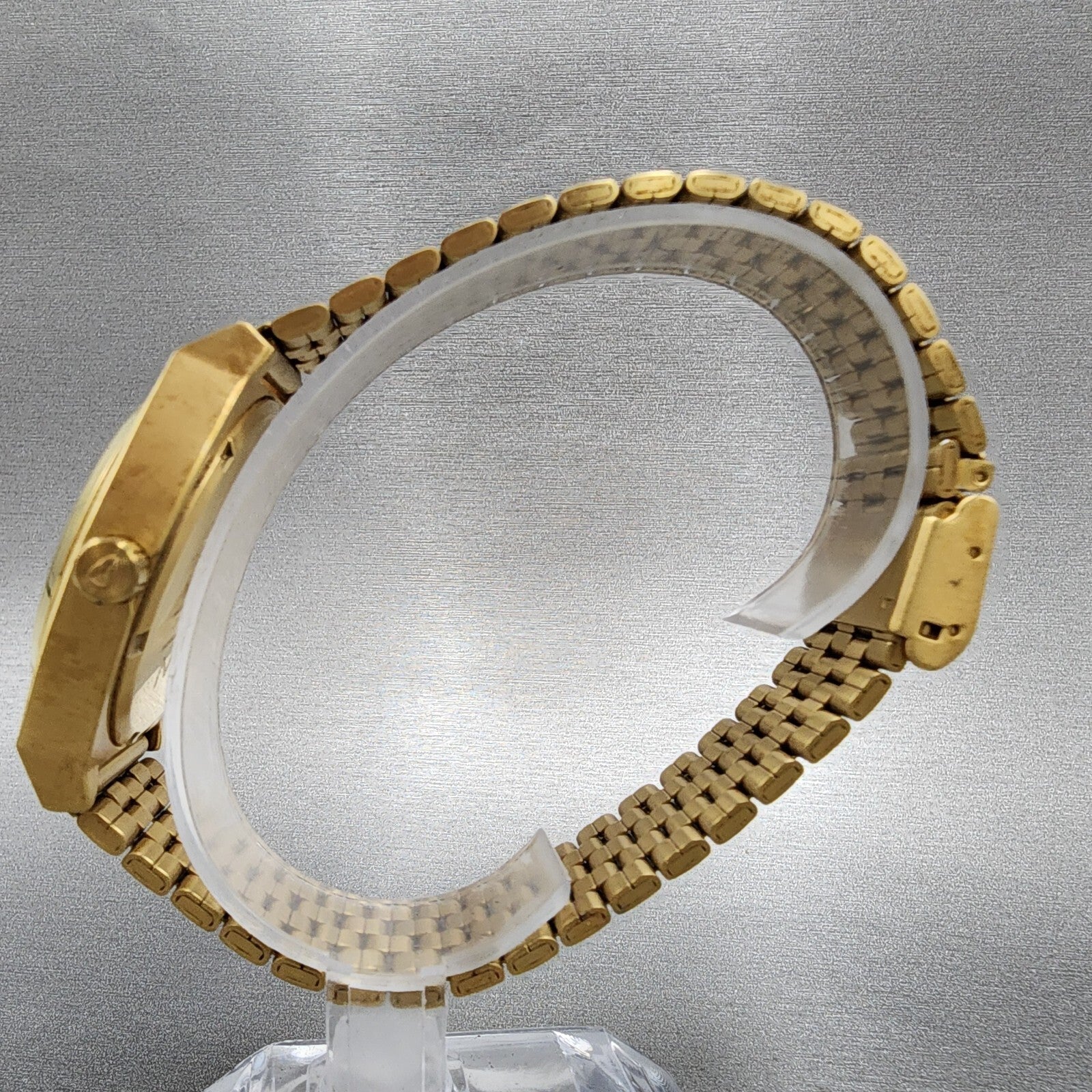 Nixon Time Teller Watch Men 37mm Gold Dial Gold Tone Round New Battery6