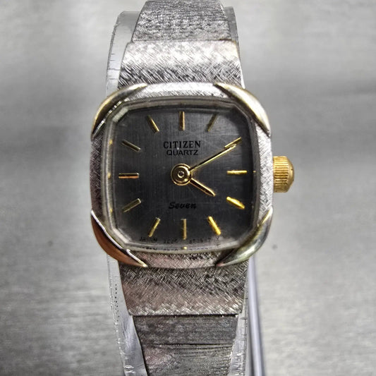 Citizen Watch Women 17mm Gray Dial Two Tone Rectangle 3220-321448 New Battery0