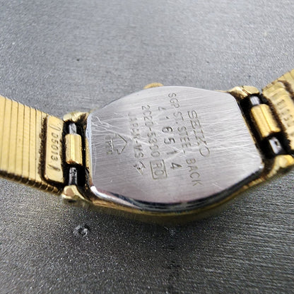 Seiko Watch Women 16mm Champagne Dial Gold Tone Round 2C205300 New Battery9