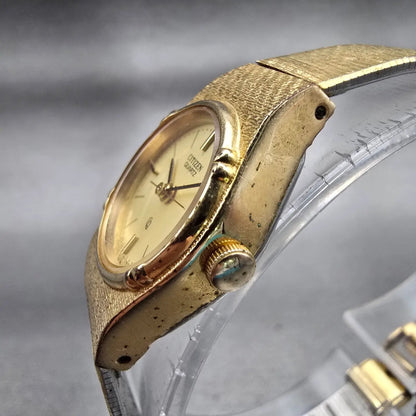 Citizen CQ Watch Women 19mm Gold Dial Gold Tone Round 2030-943040 New Battery2