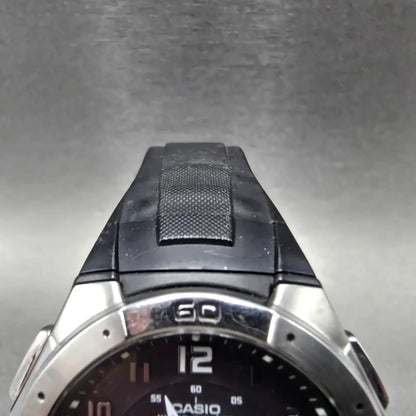 Casio WVA-470 Watch Men 42mm Black Silver Wave Ceptor Alarm Chronograph Round 674