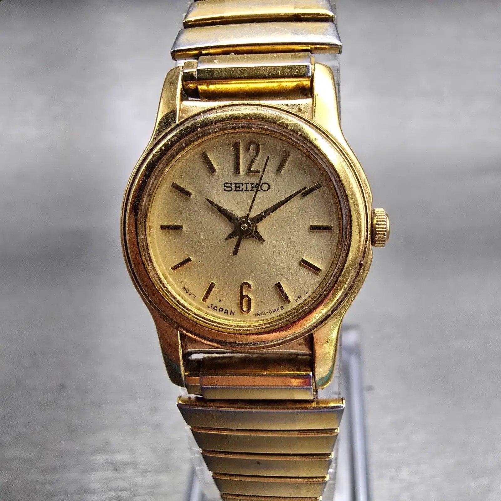 Seiko Watch Women 19mm Gold Dial Gold Tone Round 1N01-0GD0 New Battery Vintage0