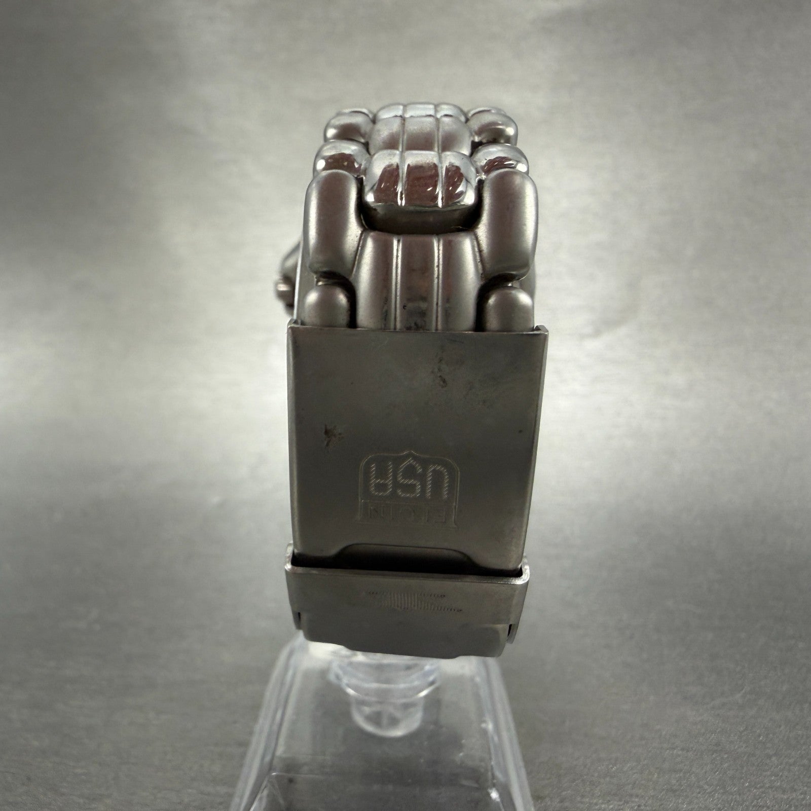 Elgin Dive Watch Men 36mm Silver Dial Silver Tone Date READ!! FK-376 New Battery7