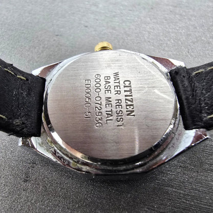 Citizen CQ Watch Women 26mm Black Dial Silver Tone Daydate 6000-072936 New Batt9