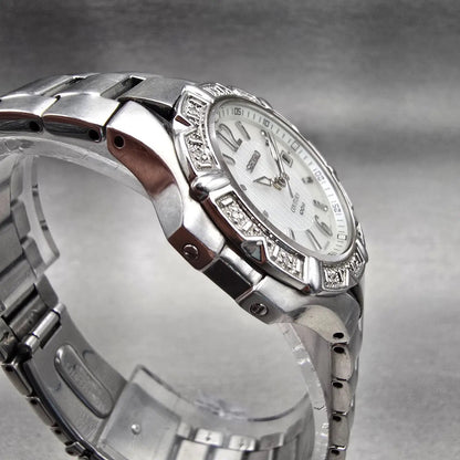 Seiko Coutura Watch Women 29mm MOP Dial Silver Tone Date Gemmed 7N82-0GD0 NewBat3