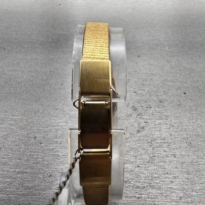 Seiko Watch Women 17mm Black Dial Gold Tone Oval 2Y00-5E29 New Battery Vintage7