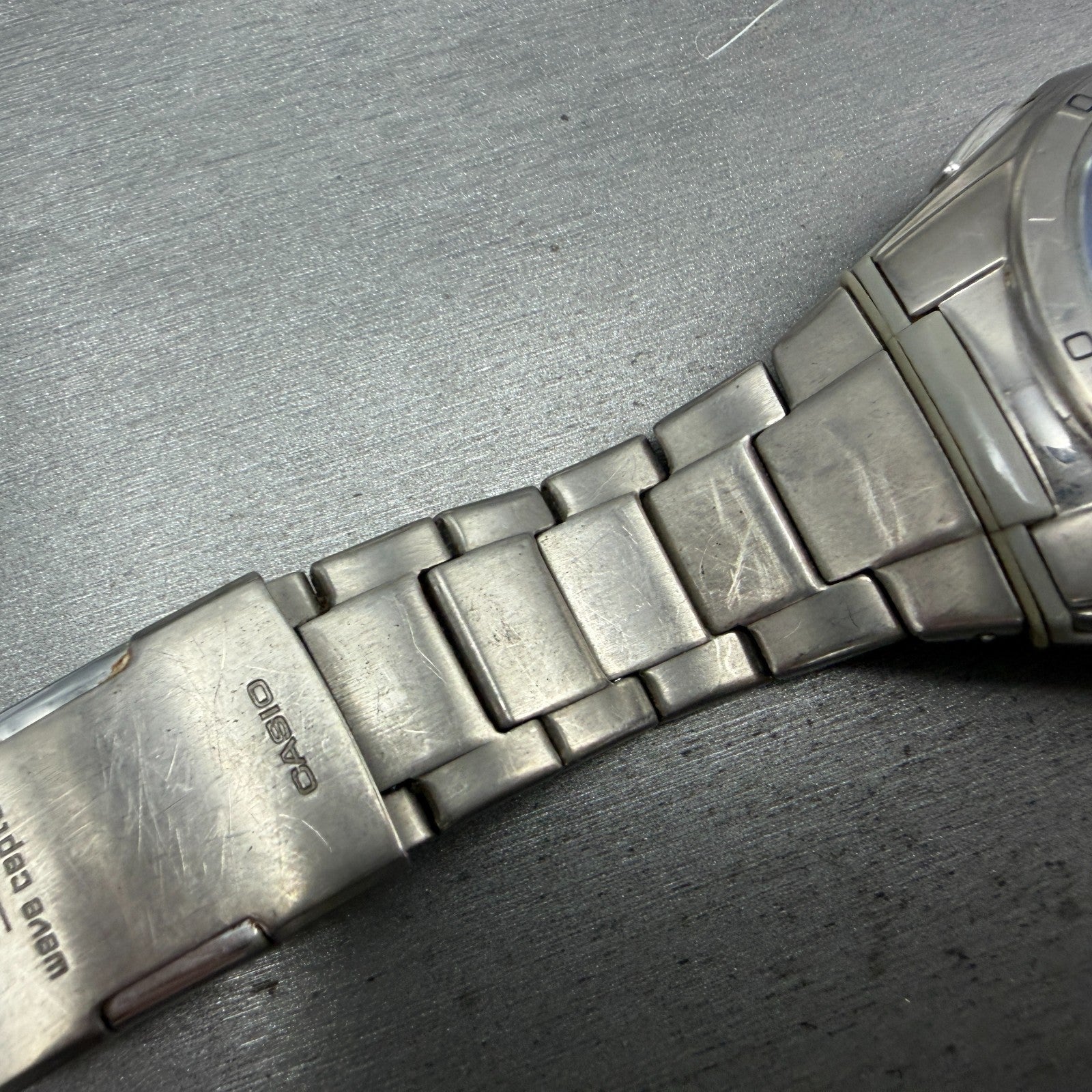 Casio Wave Ceptor Watch Men 42mm Blue Dial Steel Solar Analog Digital READ!!!!!!7