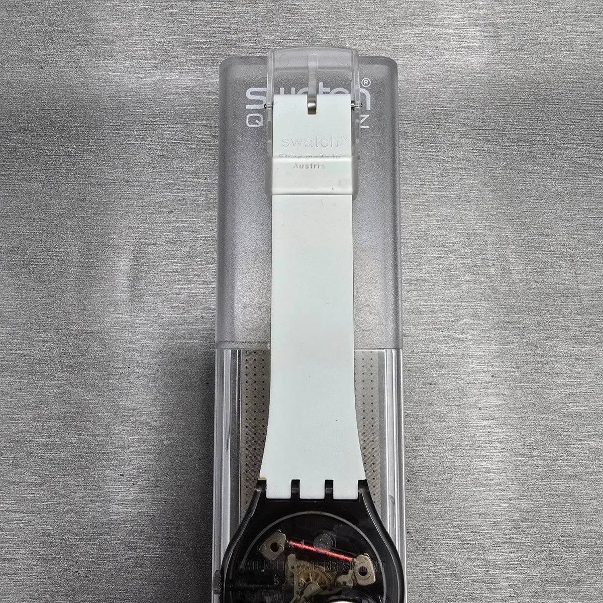 Swatch Le Poème Watch Men 34mm Silver Dial Black Case GM123 New Battery NOS9