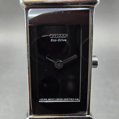 Citizen Eco-Drive Tank Watch Women 14mm Black Dial Silver G620-S033730 Runs JP231