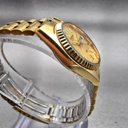 Seiko SQ Watch Women 24mm Gold Dial Gold Tone Daydate Round 2A23-0039 New Batt3